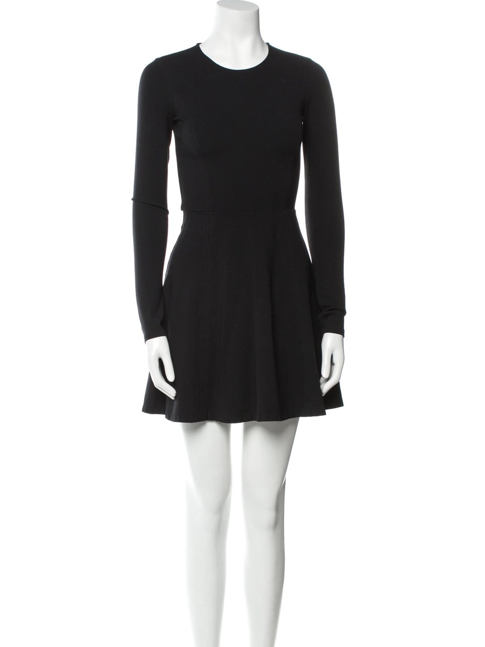 Theory Crew Neck Long Sleeve Mini Dress In Black Size 8